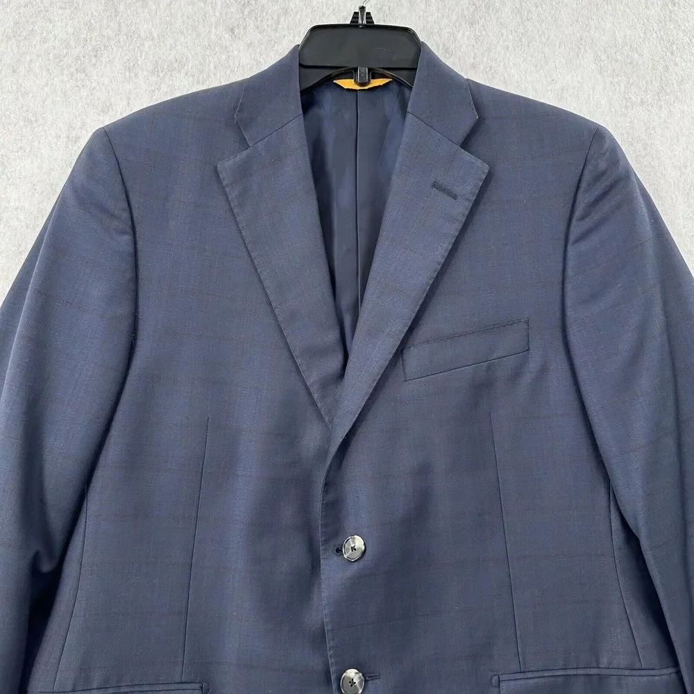Ermenegildo‎ Zegna Blazer Jacket 42S Windowpane Blue Sport Suit Coat 2-Button
